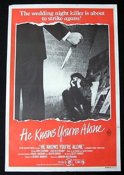 HE KNOWS YOU’RE ALONE Original One sheet Movie poster Don Scardino Horror