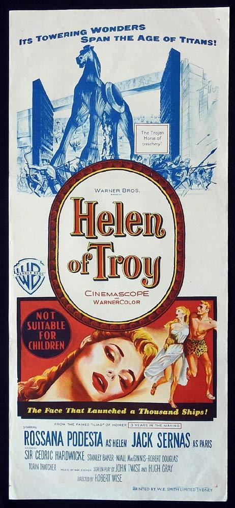 HELEN OF TROY Original Daybill Movie Poster Rossana Podest   Jacques Sernas