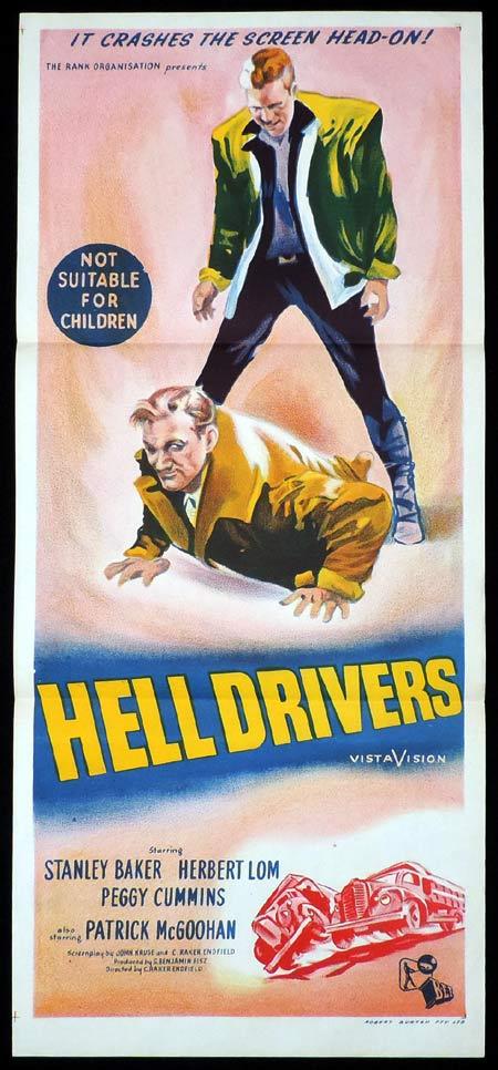 HELL DRIVERS Daybill Movie Poster Stanley Baker Patrick McGoohan