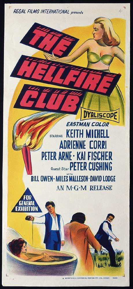 THE HELLFIRE CLUB Original Daybill Movie Poster Keith Michell Peter Cushing