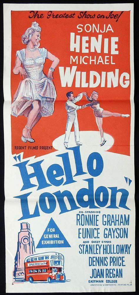 HELLO LONDON Original Daybill Movie Poster Sonja Henie Michael Wilding