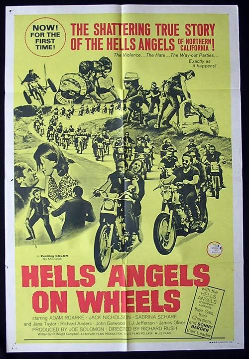 HELL’S ANGELS ON WHEELS Movie Poster 1967 Jack Nicholson BIKER MOTORCYCLE Rare One sheet