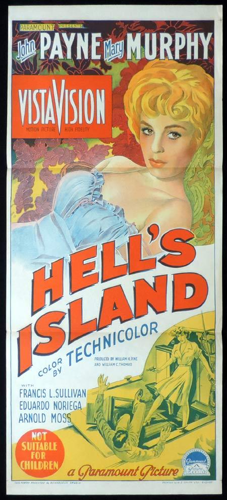 HELL’S ISLAND Original Daybill Movie Poster JOHN PAYNE Mary Murphy Richardson Studio