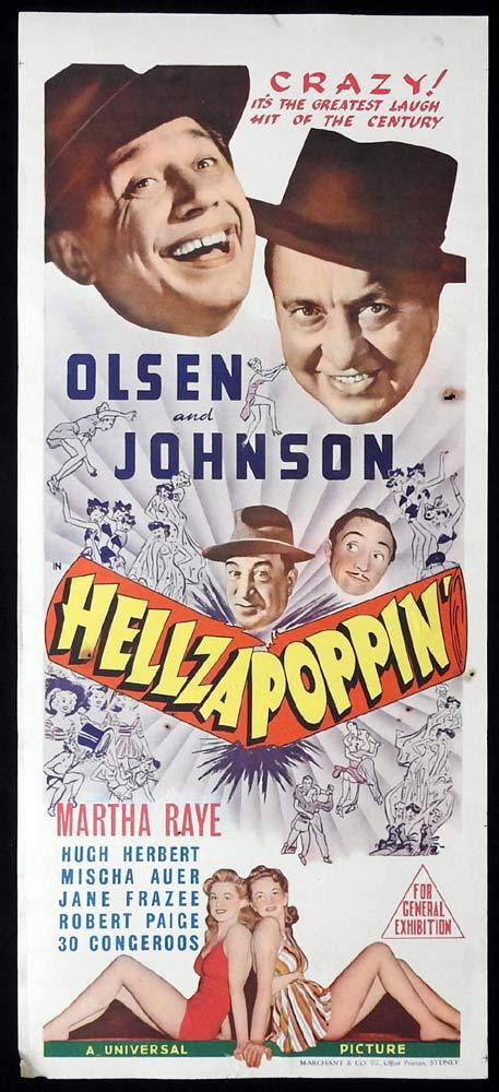 HELLZAPOPPIN Original Daybill Movie poster Olsen and Johnson Martha Raye