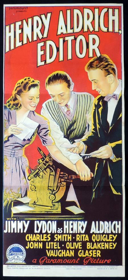 HENRY ALDRICH EDITOR Original Daybill Movie Poster JIMMY LYDON Richardson Studio
