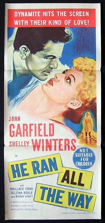 HE RAN ALL THE WAY Daybill Movie Poster John Garfield Film Noir