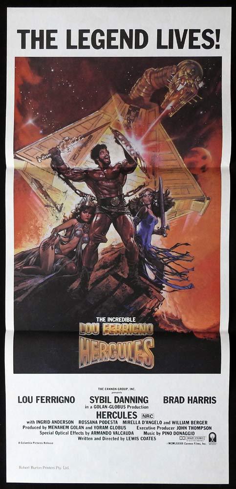 HERCULES Original Daybill Movie poster Lou Ferrigno Sybil Danning Brad Harris