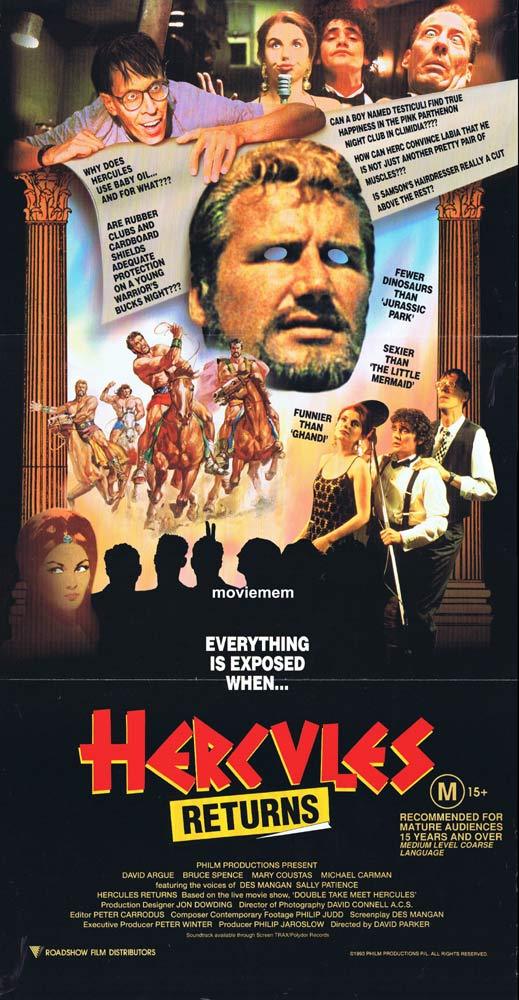 HERCULES RETURNS Original Daybill Movie poster David Argue