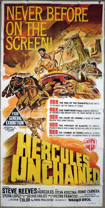 HERCULES UNCHAINED Original 3 Sheet Movie Poster Steve Reeves