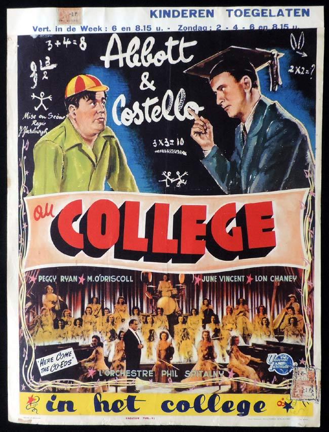 HERE COME THE CO-EDS Original Belgian Movie poster Abbott and Costello