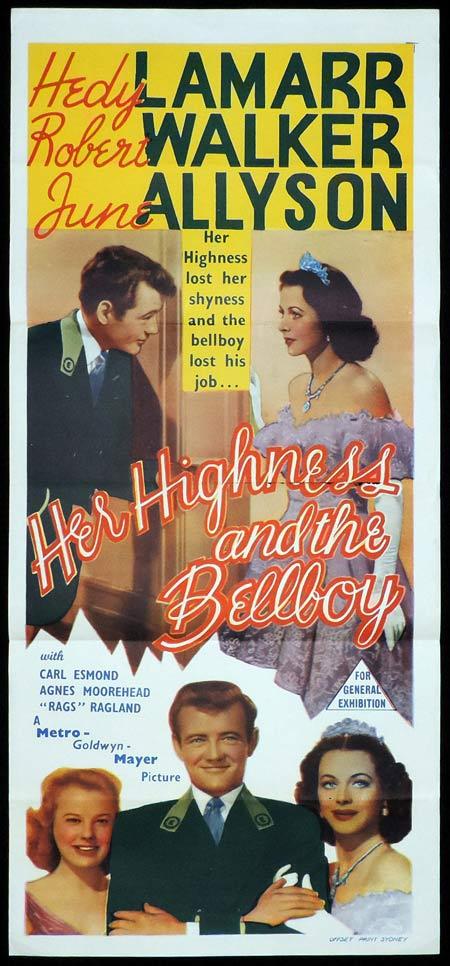 HER HIGHNESS AND THE BELLBOY Original Daybill Movie Poster Hedy Lamarr Robert Walker