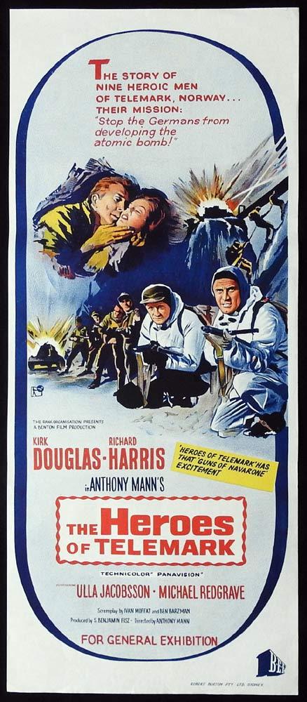 THE HEROES OF TELEMARK Original Daybill Movie Poster Kirk Douglas Richard Harris