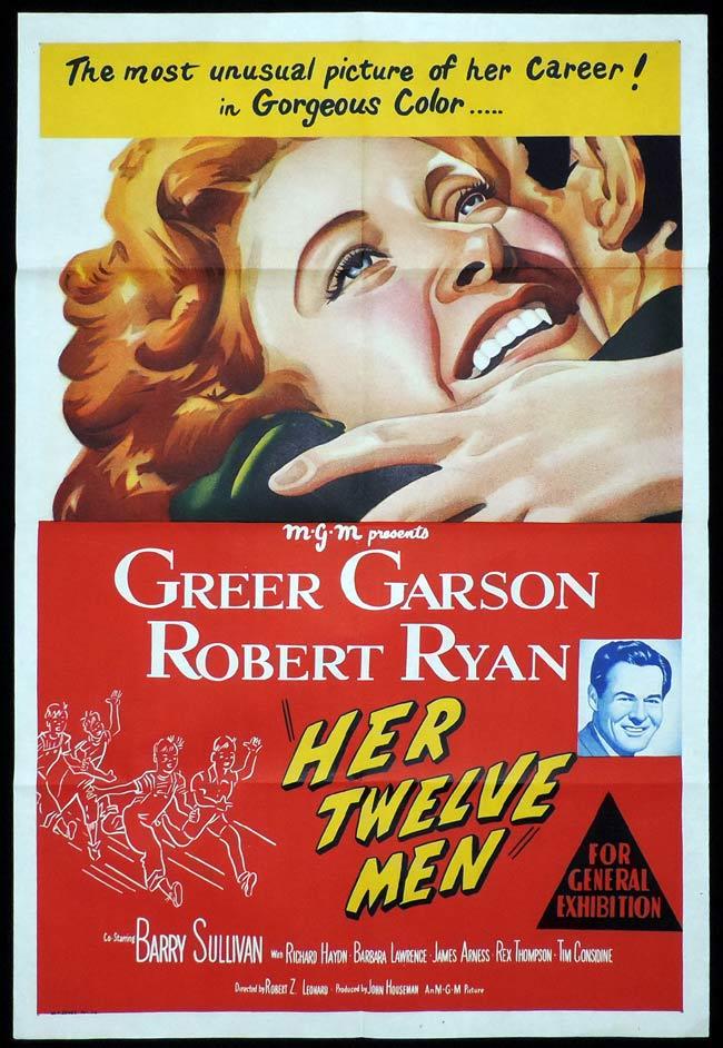 HER TWELVE MEN Original One sheet Movie Poster Greer Garson Robert Ryan