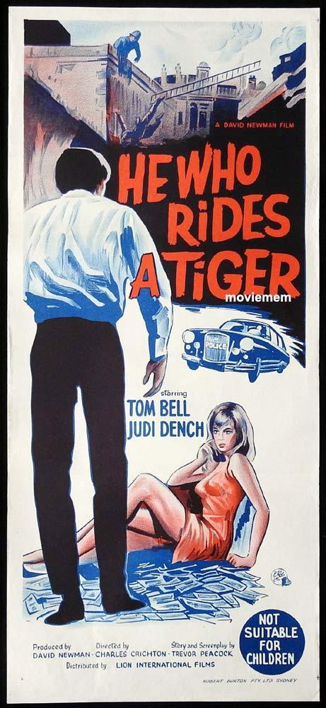 HE WHO RIDES A TIGER Original Daybill Movie Poster Tom Bell Judi Dench Film Noir