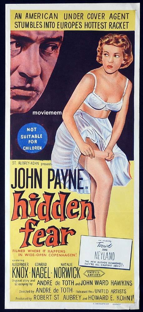 HIDDEN FEAR Original Daybill Movie Poster John Payne Alexander Knox Film Noir