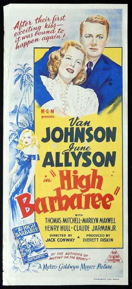 HIGH BARBAREE Original Daybill Movie poster Van Johnson June Allyson