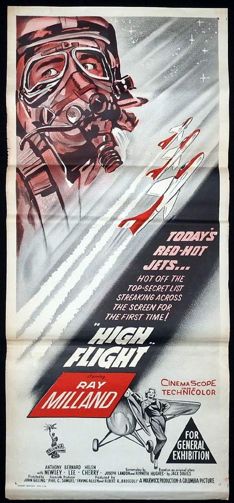 HIGH FLIGHT Daybill Movie Poster Ray Milland Anthony Newley Red Hot Jets