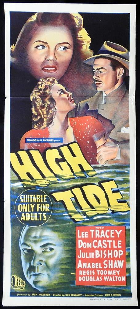 HIGH TIDE Original Daybill Movie Poster Film Noir Lee Tracy Don Castle