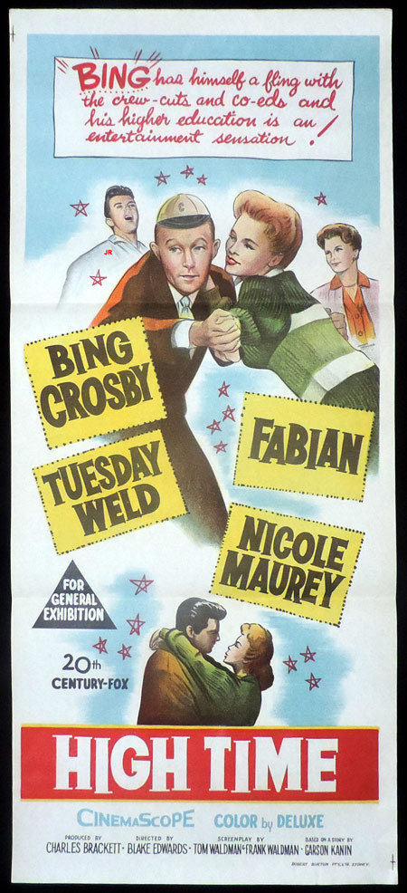 HIGH TIME Original Daybill Movie poster Bing Crosby