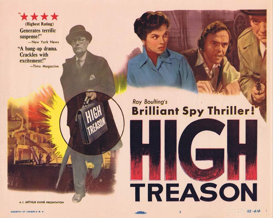 HIGH TREASON Title Lobby Card Roy Boulting Spy Thriller