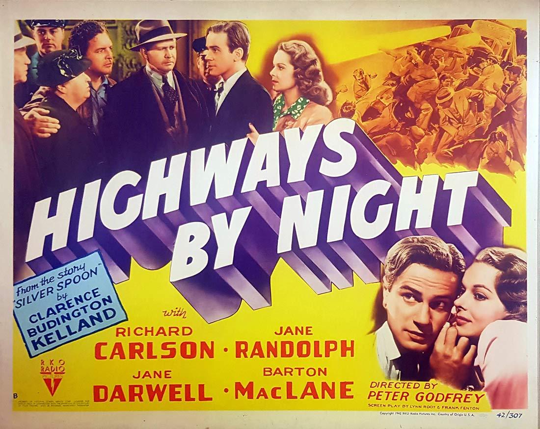 HIGHWAYS BY NIGHT US Half Sheet Movie poster Richard Carlson Film Noir