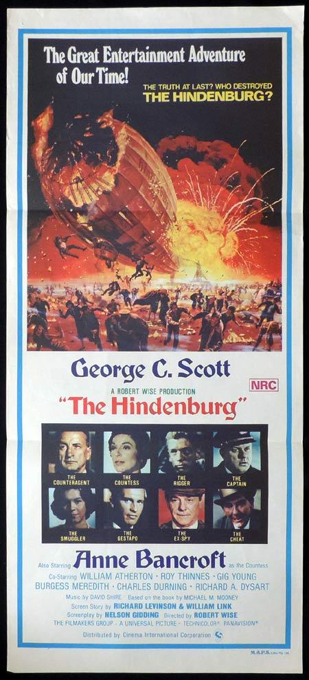 THE HINDENBURG Original Daybill Movie Poster Airship Disaster
