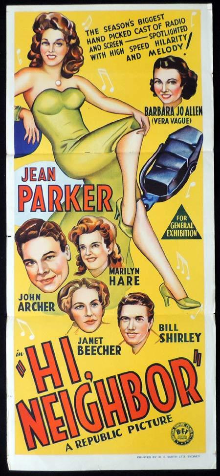 HI NEIGHBOR Original Daybill Movie Poster 1942 Jean Parker