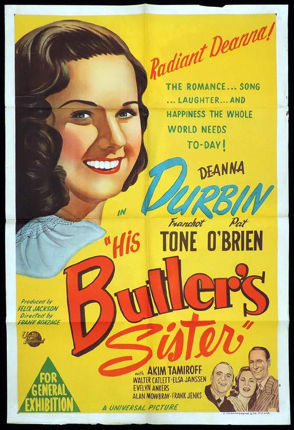 HIS BUTLER’S SISTER One Sheet Movie Poster 1950sr Deanna Durbin