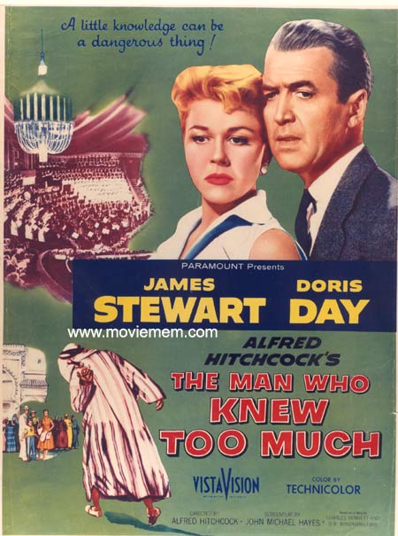 MAN WHO KNEW TOO MUCH ’56-Hitchcock-James Stewart REPRO poster