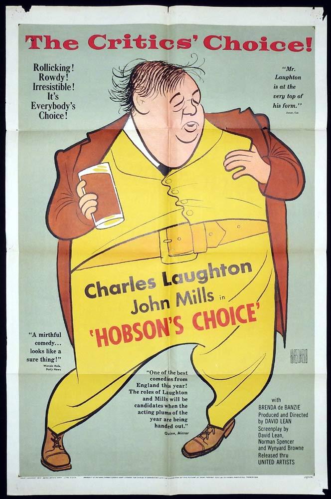 HOBSON’S CHOICE Original One sheet Movie Poster Charles Laughton