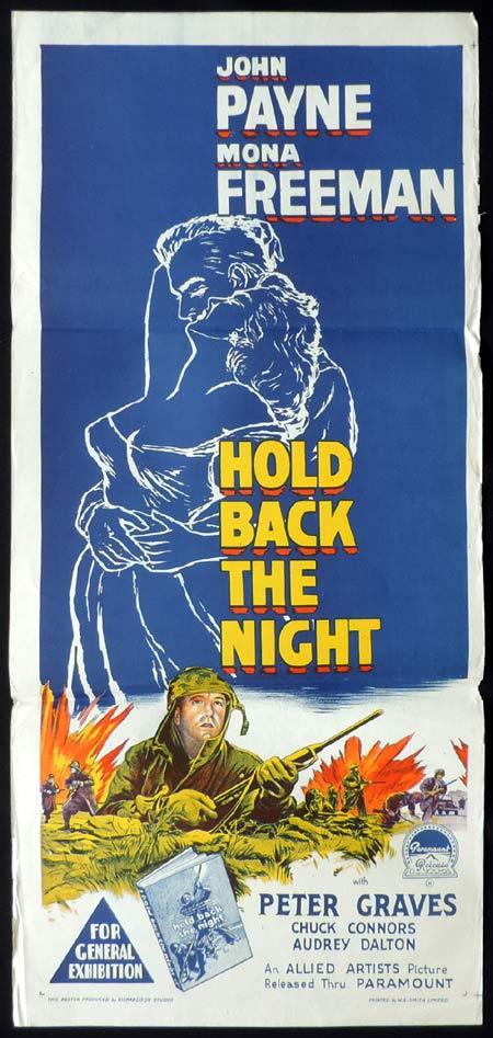 HOLD BACK THE NIGHT Daybill Movie Poster 1956 Richardson Studio Chuck Connors