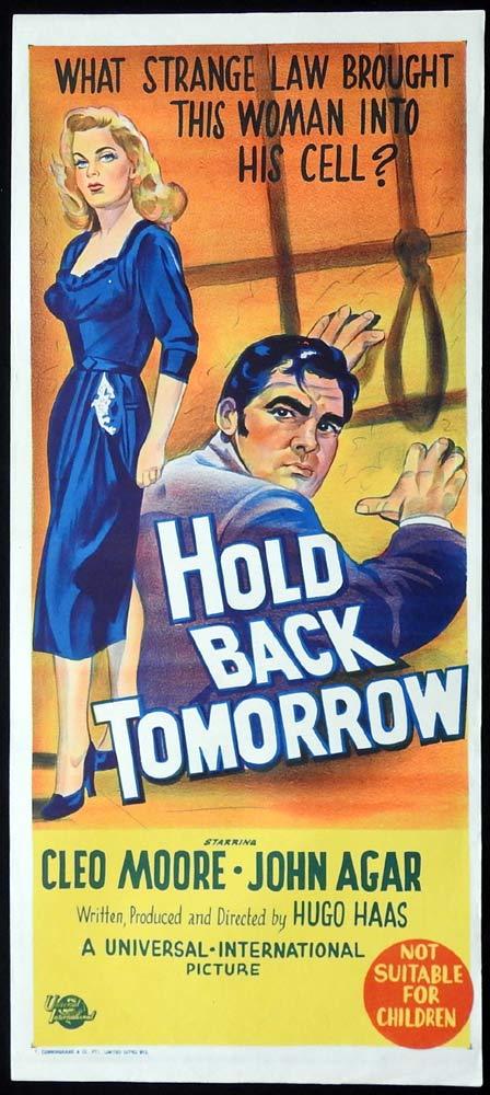 HOLD BACK TOMORROW Original Daybill Movie Poster Film Noir Cleo Moore John Agar