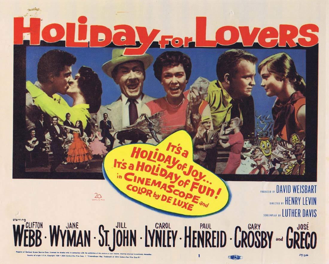 HOLIDAY FOR LOVERS Title Lobby card Clifton Webb Jane Wyman