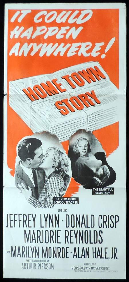 HOME TOWN STORY Original Daybill Movie Poster MARILYN MONROE Jeffrey Lynn Richardson Studio