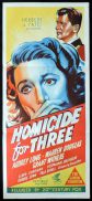 HOMICIDE FOR THREE Original Daybill Movie Poster Loretta Young Jeff Chandler