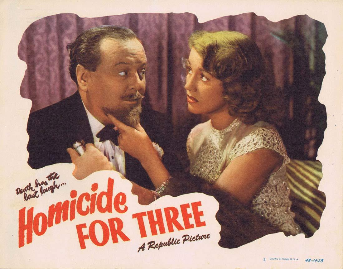 HOMICIDE FOR THREE Original Lobby Card 2 Warren Douglas Audrey Long Film noir