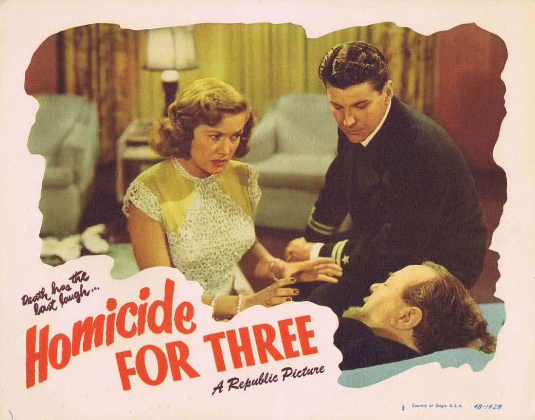 HOMICIDE FOR THREE Original Lobby Card 3 Warren Douglas Audrey Long Film noir