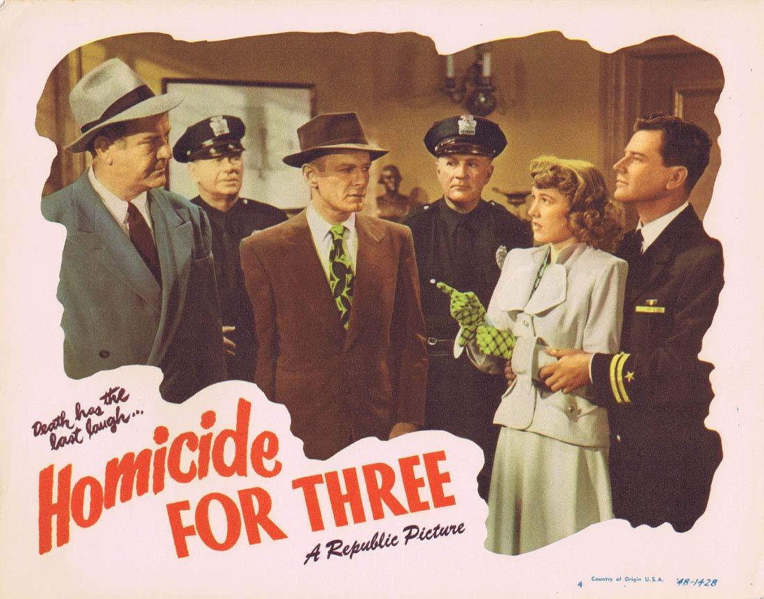 HOMICIDE FOR THREE Original Lobby Card 4 Warren Douglas Audrey Long Film noir