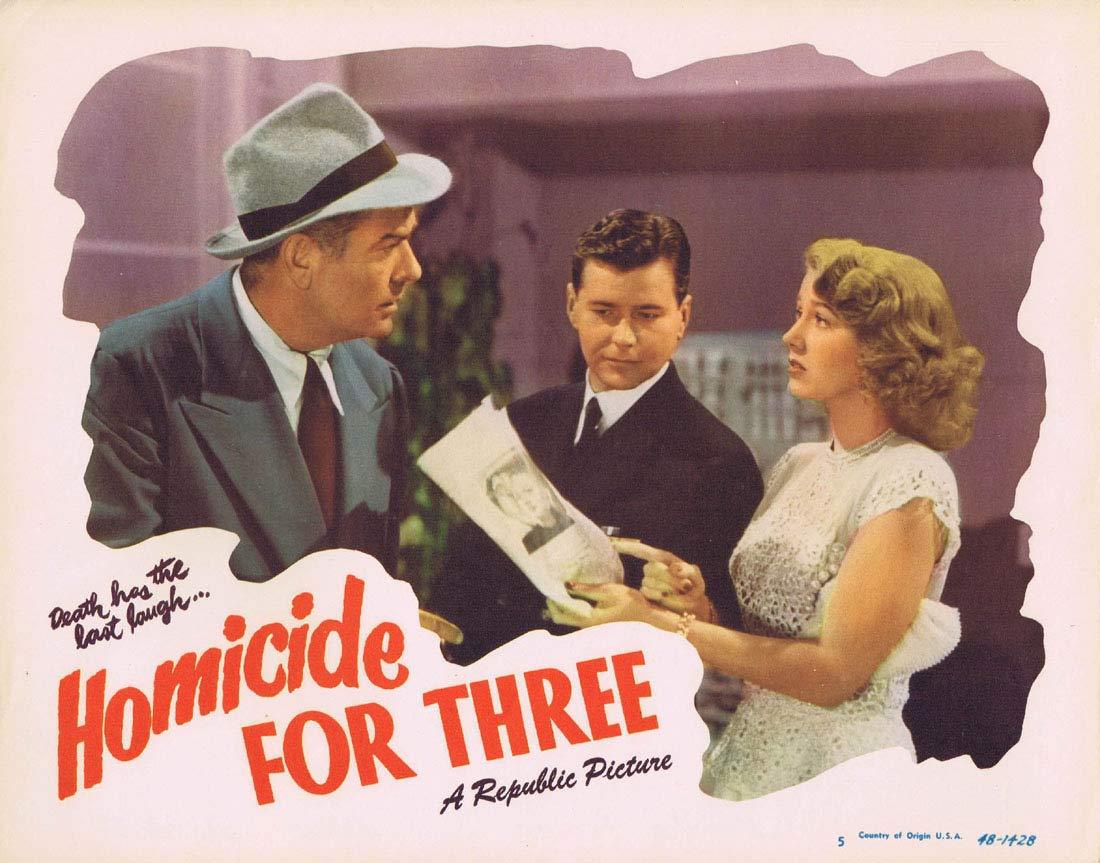 HOMICIDE FOR THREE Original Lobby Card 5 Warren Douglas Audrey Long Film noir
