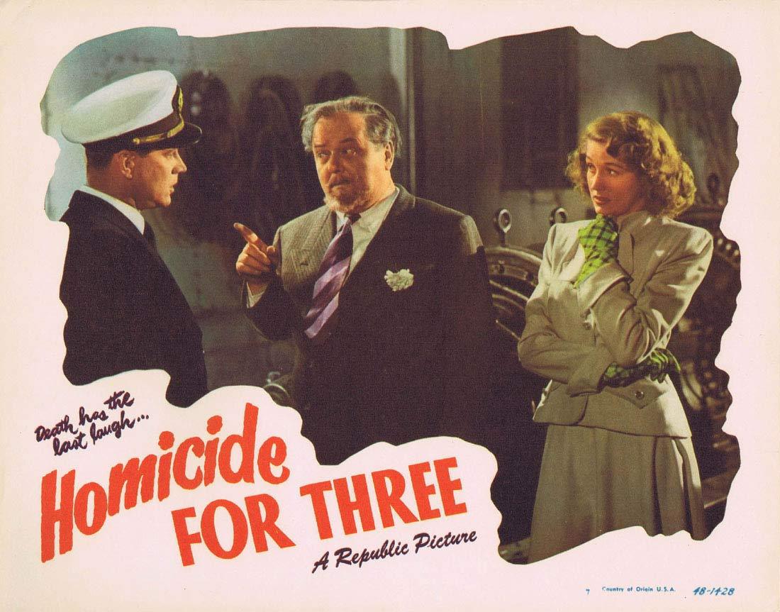 HOMICIDE FOR THREE Original Lobby Card 7 Warren Douglas Audrey Long Film noir