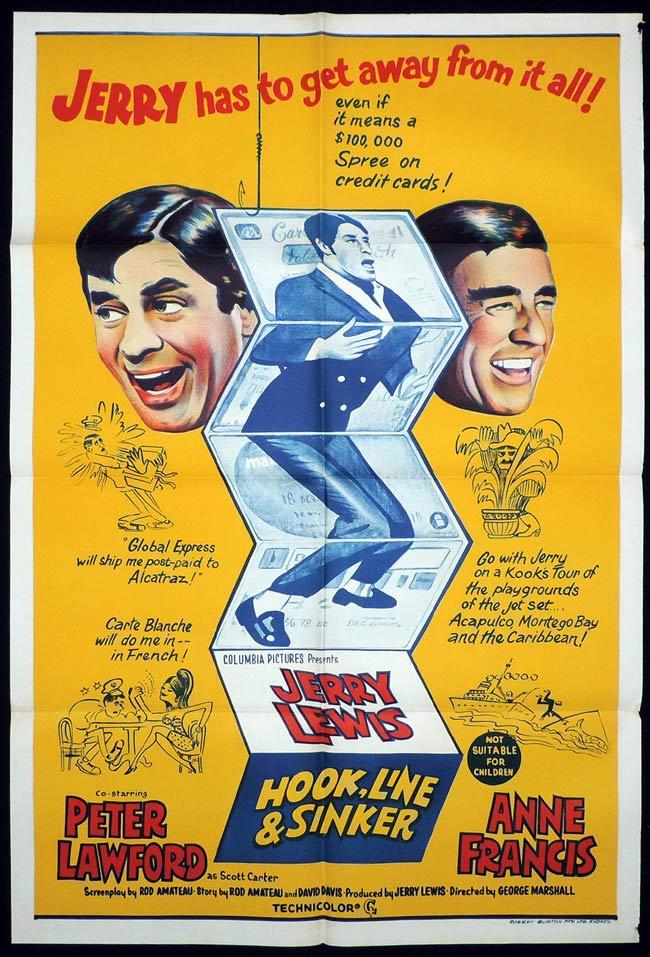 HOOK LINE AND SINKER One Sheet Movie Poster Jerry Lewis