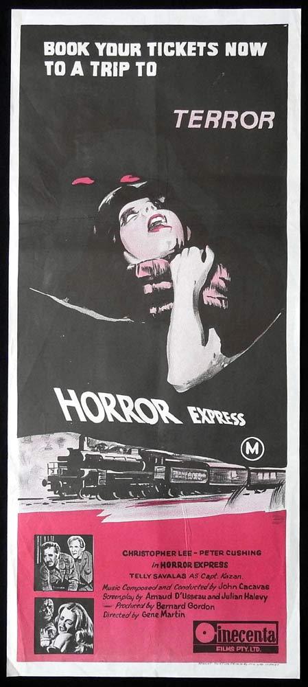 HORROR EXPRESS Original 2nd printing Daybill Movie Poster Christopher Lee Peter Cushing