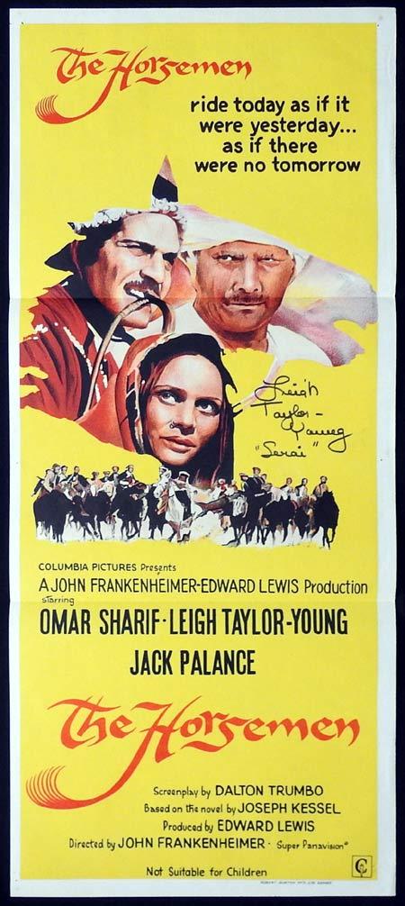 THE HORSEMEN Original Daybill Movie poster AUTOGRAPHED by Leigh Taylor Young