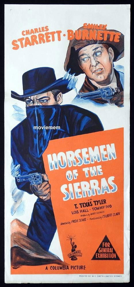 HORSEMEN OF THE SIERRAS Original Daybill Movie Poster Charles Starrett Smiley Burnette