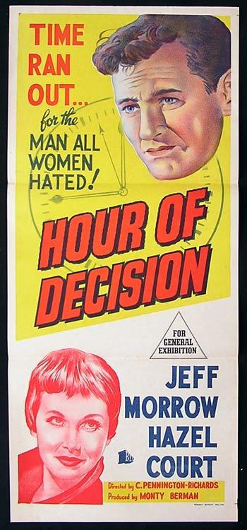 HOUR OF DECISION Daybill Movie poster Jeff Morrow Hazel Court