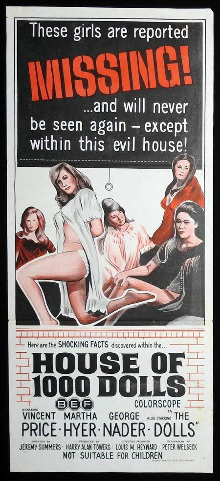 HOUSE OF 1000 DOLLS Original Daybill Movie Poster Vincent Price Martha Hyer George Nader