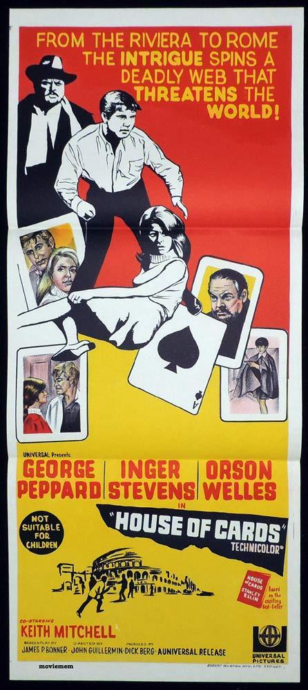 HOUSE OF CARDS Original Daybill Movie poster GAMBLING Orson Welles Inger Stevens