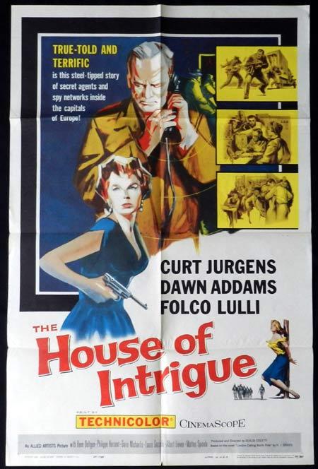 HOUSE OF INTRIGUE Original One sheet Movie poster Curt Jurgens Dawn Addams