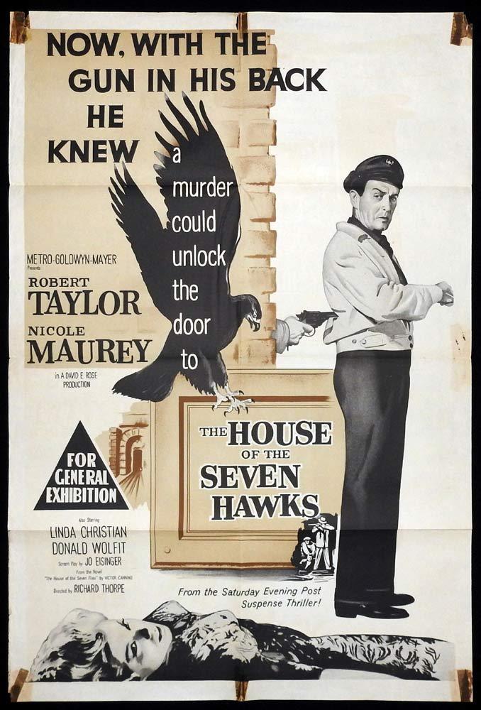 HOUSE OF THE SEVEN HAWKS Original One sheet Movie Poster Robert Taylor
