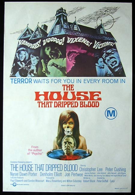 HOUSE THAT DRIPPED BLOOD Original One sheet Movie poster Christopher Lee Peter Cushing